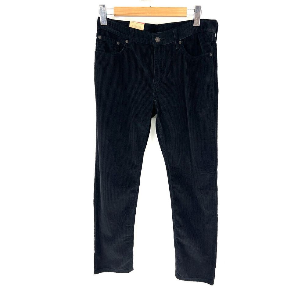 LEVIS Corduroy Jeans Pants NWT Womens 29x30 Black Relaxed‎ Straight Leg IRREGUL
